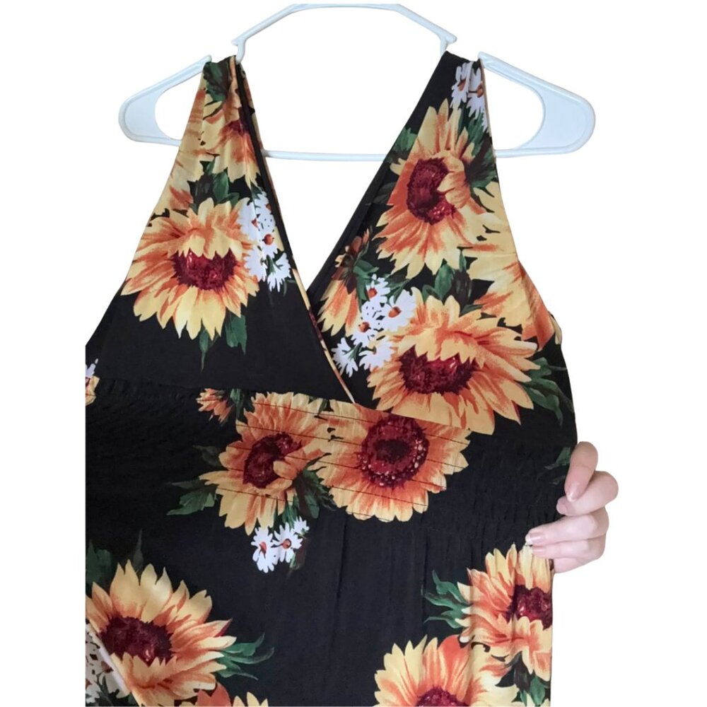 🔵 NWOT Maxi Stretch Sunflower Dress - Picture 5 of 5